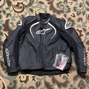 Alpinestars Black and White Jaws Airflow Leather Jacket